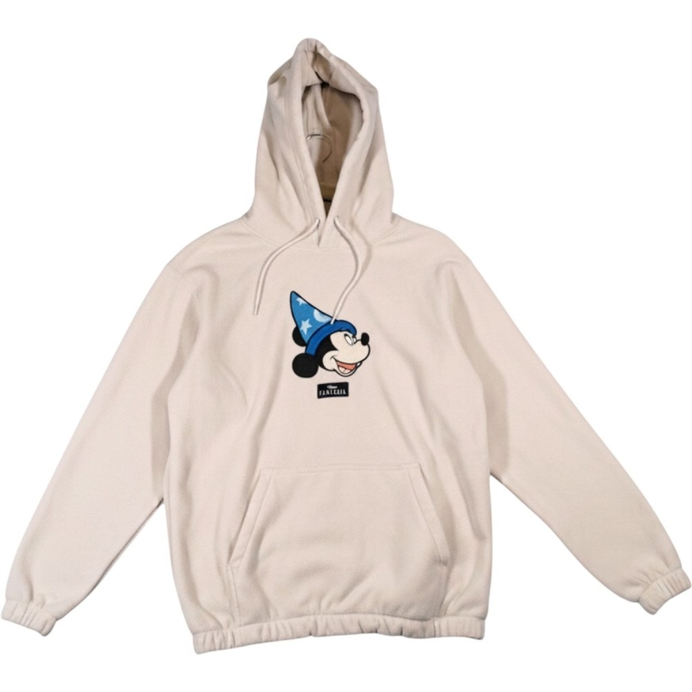 Disney Fantasia Sorcerer Mickey Fleece Hoodie HM Divided Cream Embroidered XL